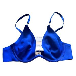 Free People Ari Underwire Lightweight Barely There Scuba Bra Blue Flame 34A